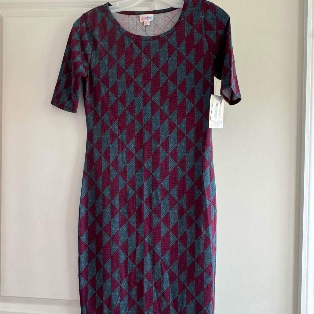LuLaRoe Red Sheath Midi Julia Dress Size XS